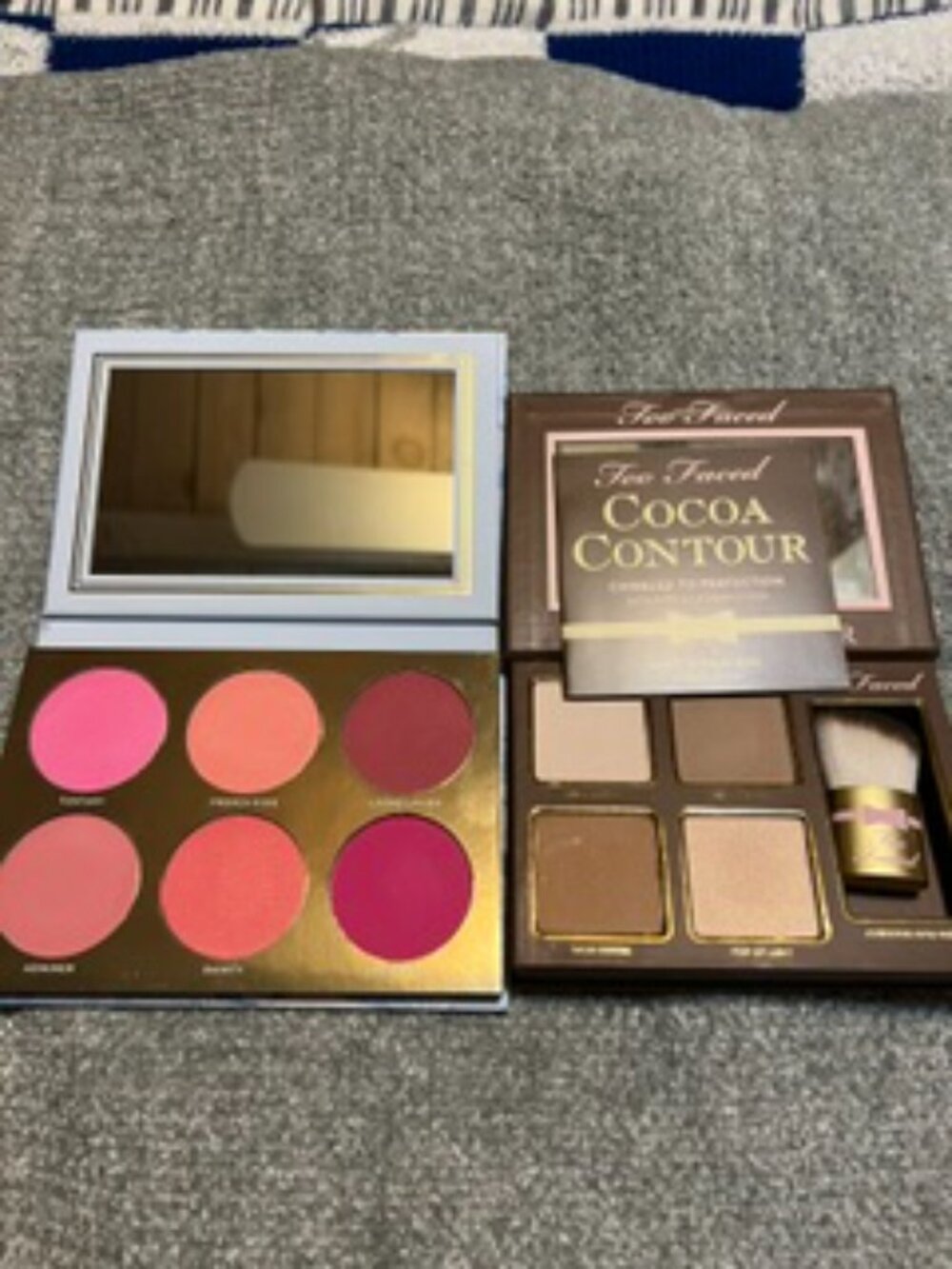 NWOB Too Faced Cocoa Contour Palette/ brush & Jaclyn Rouge Romance Blush Palette